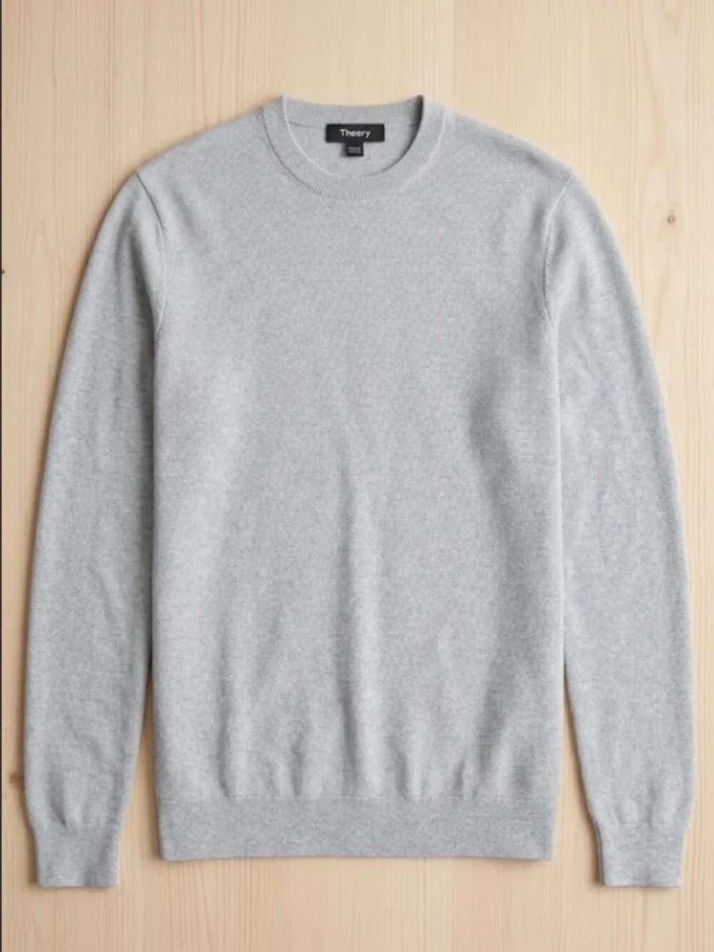 Men's Theory grey cotton crewneck sweater, Size Large